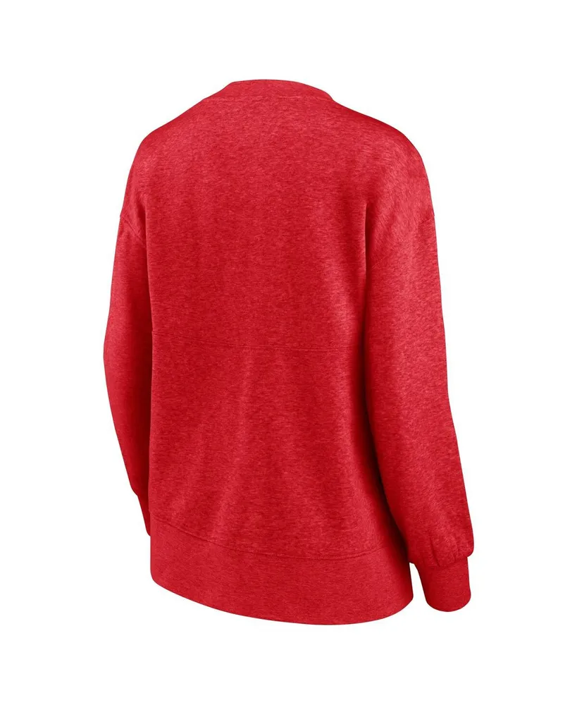 Women's Fanatics Heathered Red Wisconsin Badgers Jump Distribution Pullover Sweatshirt