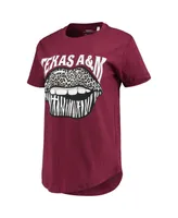 Women's Pressbox Maroon Texas A&M Aggies Wild Lips Core T-shirt