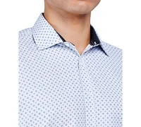 Men's Regular Fit Geo Print Wrinkle Free Performance Dress Shirt