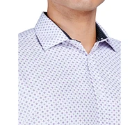 Men's Regular Fit Geo Print Wrinkle Free Performance Dress Shirt