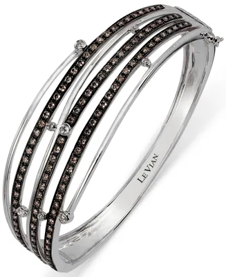 Le Vian Chocolate Diamond (2 ct. t.w.) & Vanilla Diamond (1/5 ct. t.w.) Multirow Bangle Bracelet in 14k White Gold