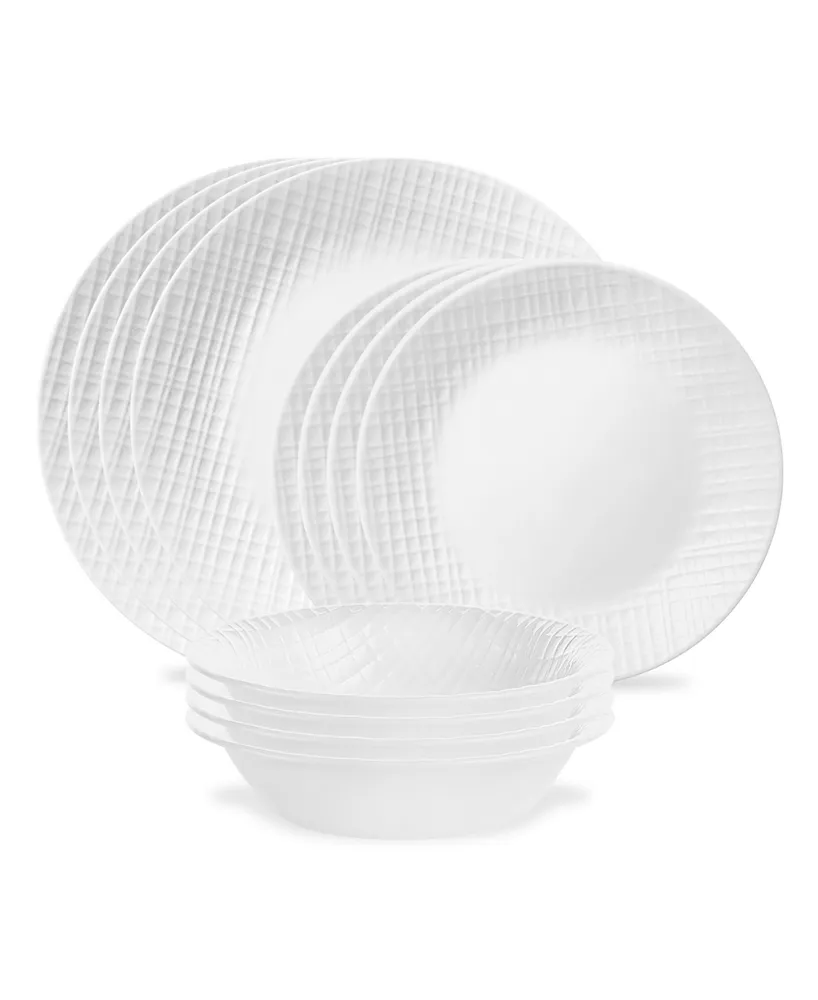 Corelle Embossed Linen Weave 12 Pc. Dinnerware Set, Service for 4