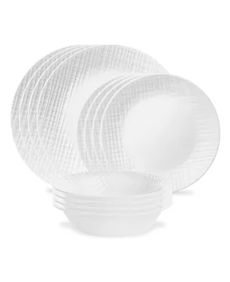 Corelle Embossed Linen Weave 12 Pc. Dinnerware Set, Service for 4