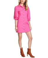 Court & Rowe Women's Puff-Sleeve Eyelet Shirtdress