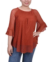 Ny Collection Bell-Sleeve Lace Top