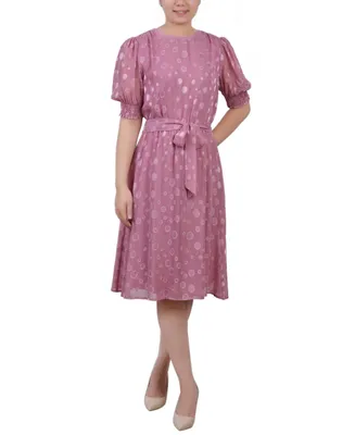 Ny Collection Women's Elbow Sleeve Swiss Dot Dress