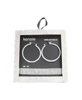 kensie Boxed Rhinestone Hoop Earrings with Rhinestone Choker Necklace Set, 2 Piece