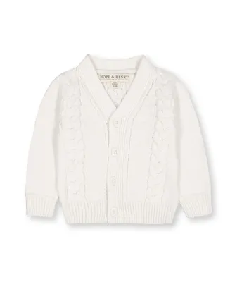 Hope & Henry Baby Boys Organic Cotton Cable Knit Cardigan Sweater