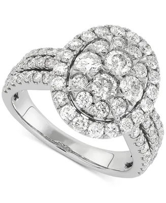 Diamond Oval Cluster Engagement Ring (2 ct. t.w.) in 10k White Gold