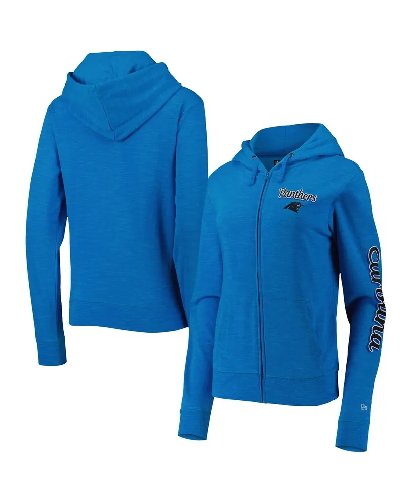 Women's New Era Blue Carolina Panthers Reverse Space-Dye Full-Zip Hoodie