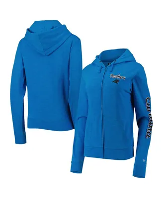 Women's New Era Blue Carolina Panthers Reverse Space-Dye Full-Zip Hoodie