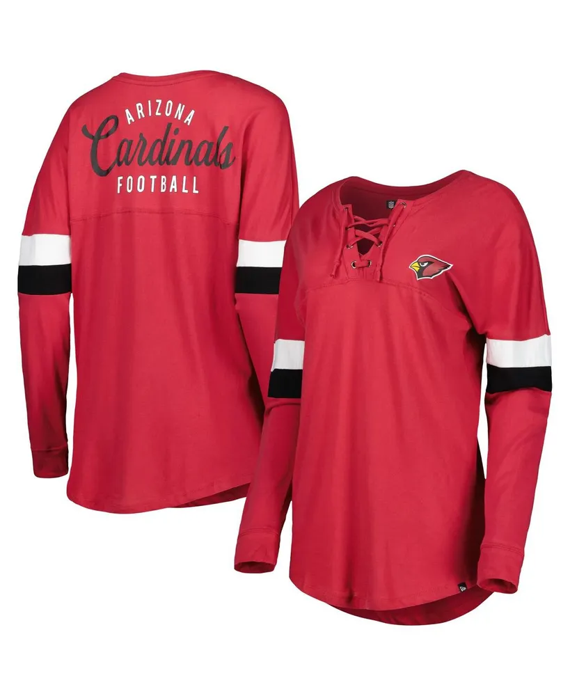 Women's New Era Cardinal/White Arizona Cardinals Athletic Varsity Lace-Up  Long Sleeve T-Shirt