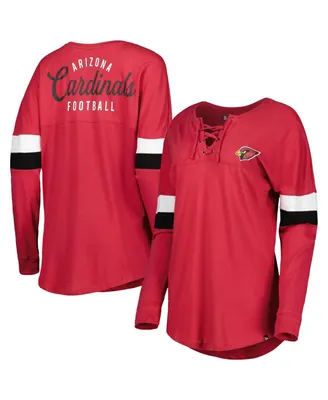 Women's New Era Cardinal Arizona Cardinals Athletic Varsity Lace-Up Long Sleeve T-shirt