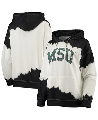 Women's Gameday Couture White, Black Michigan State Spartans For the Fun Double Dip-Dyed Pullover Hoodie
