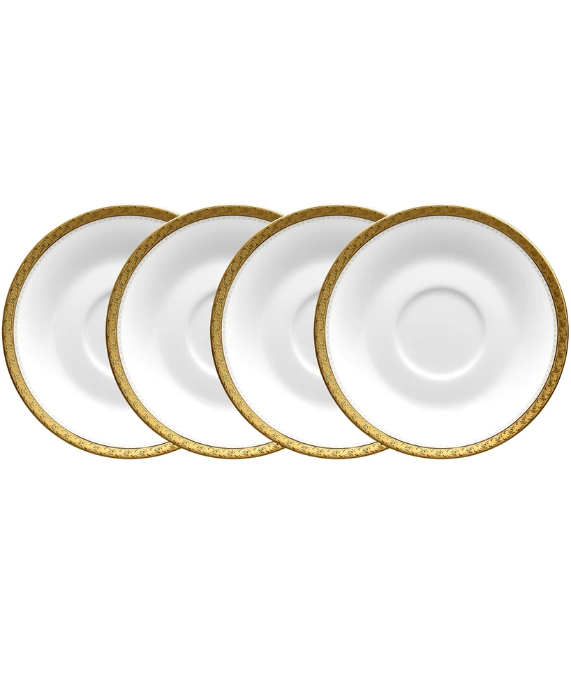 Noritake Charlotta Gold Set of 4 Saucers, Service For 4 - White and Gold