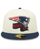 Men's New Era Cream, Navy England Patriots 2022 Sideline 59FIFTY Fitted Hat