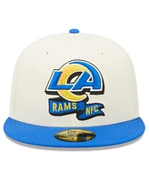 Men's New Era Cream, Royal Los Angeles Rams 2022 Sideline 59FIFTY Fitted Hat