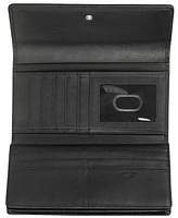 Mancini Women's Basket Weave Collection Rfid Secure Quadruple Fold Wallet