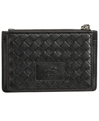 Mancini Women's Basket Weave Collection Rfid Secure Card Case and Coin Pocket