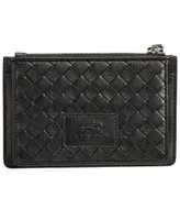 Mancini Women's Basket Weave Collection Rfid Secure Card Case and Coin Pocket