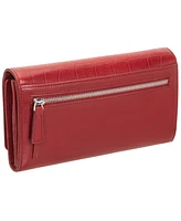 Mancini Women's Croco Collection Rfid Secure Clutch Wallet