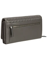 Mancini Women's Basket Weave Collection Rfid Secure Clutch Wallet