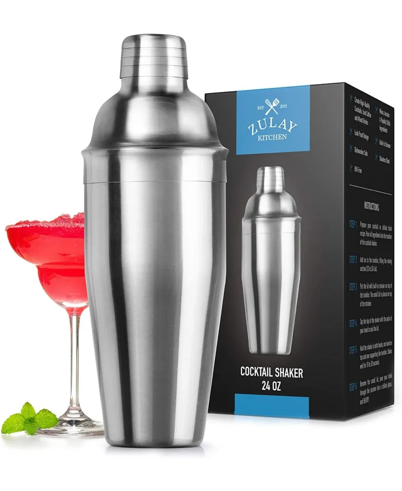 Zulay Kitchen Cocktail Shaker Stainless Steel Drink Mixer with