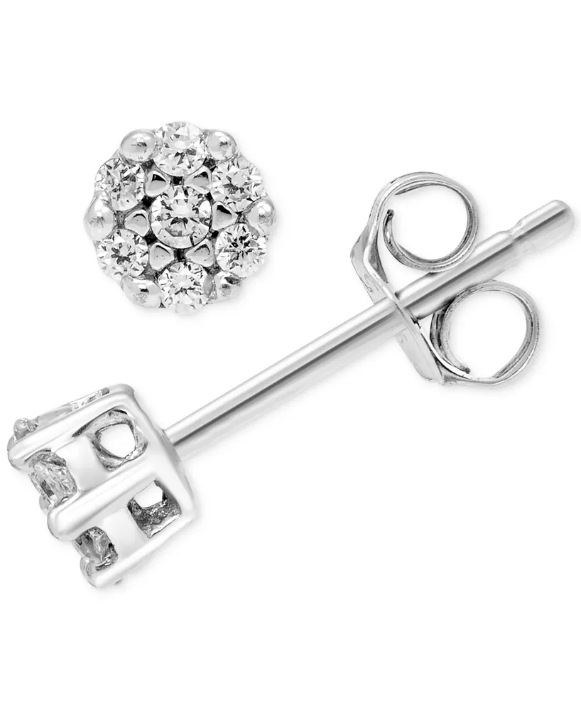 Diamond Cluster Stud Earrings (1/5 ct. t.w.) in 14k White Gold