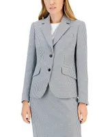 Anne Klein Women's Mini Houndstooth Two-Button Jacket & Flare-Leg Pants Pencil Skirt