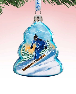 Designocracy Skier Mercury Holiday Ornament