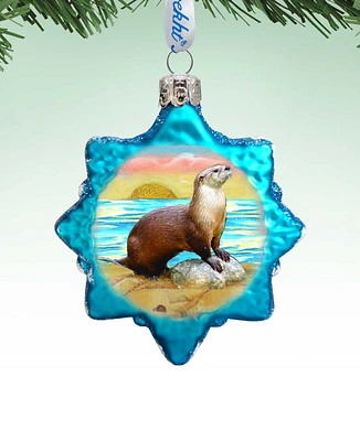 Designocracy Sea Otter Mercury Holiday Ornament