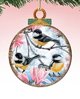 Designocracy Birds Ball Wooden Ornaments, Set of 2