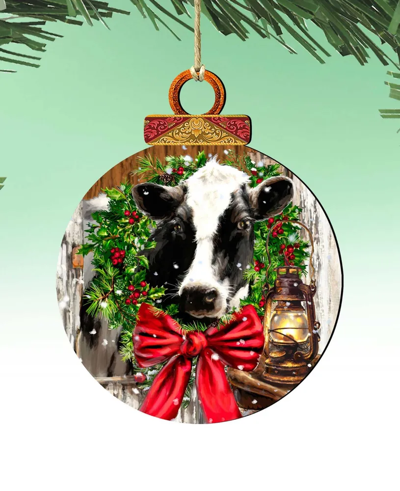 Designocracy Christmas On the Farm Holiday Ornaments, Set of 2