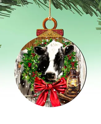 Designocracy Christmas On the Farm Holiday Ornaments, Set of 2