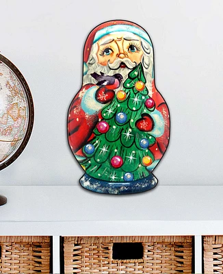 Designocracy Santa Christmas Tree Nesting Doll Christmas Holiday Outdoor Decor Large Ornament