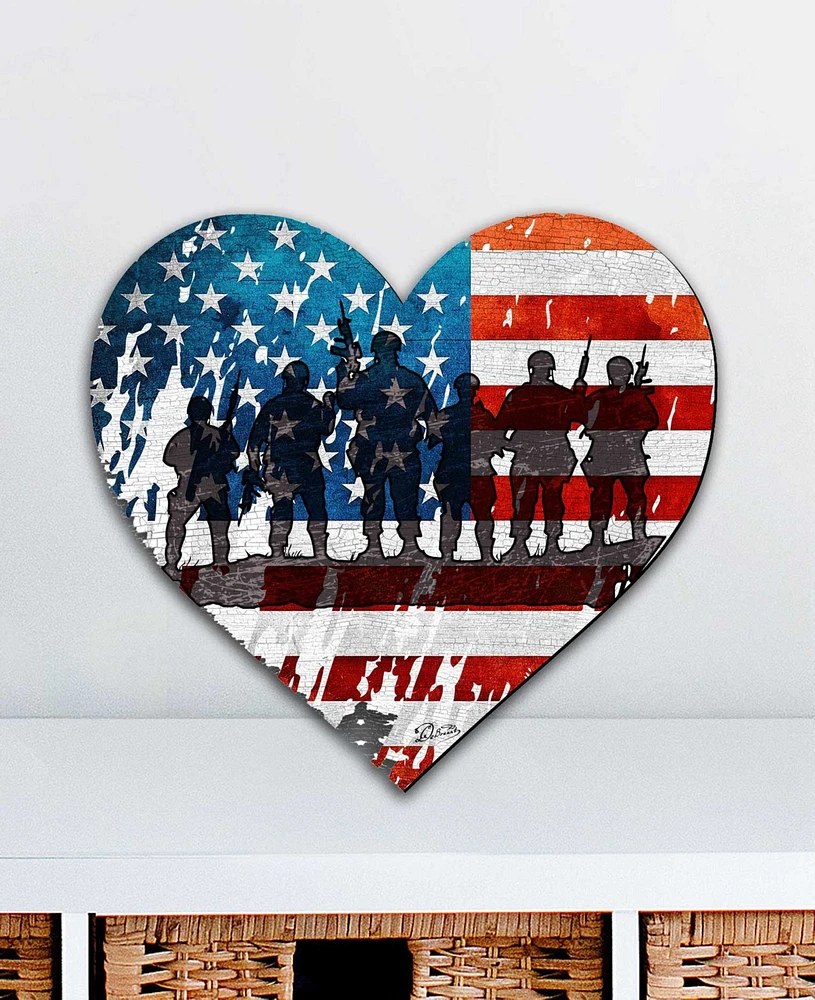 Designocracy Usa Military-Inspired Heart Holiday Outdoor Decor Large Ornament