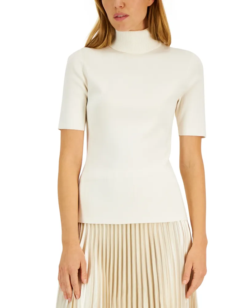 Anne Klein Petite Elbow-Sleeve Turtleneck Sweater