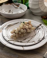 Elama Glossy Silvana 12 Piece Lightweight Melamine Dinnerware Set, Service for 4