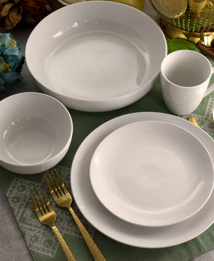 Elama Josefa 18 Piece Porcelain Dinnerware Set with Large Serving Bowls