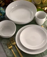 Elama Josefa 18 Piece Porcelain Dinnerware Set with Large Serving Bowls