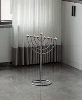 Modern 9 Branch Lighting Thin Pipe Hanukkah Menorah, Small - Silver