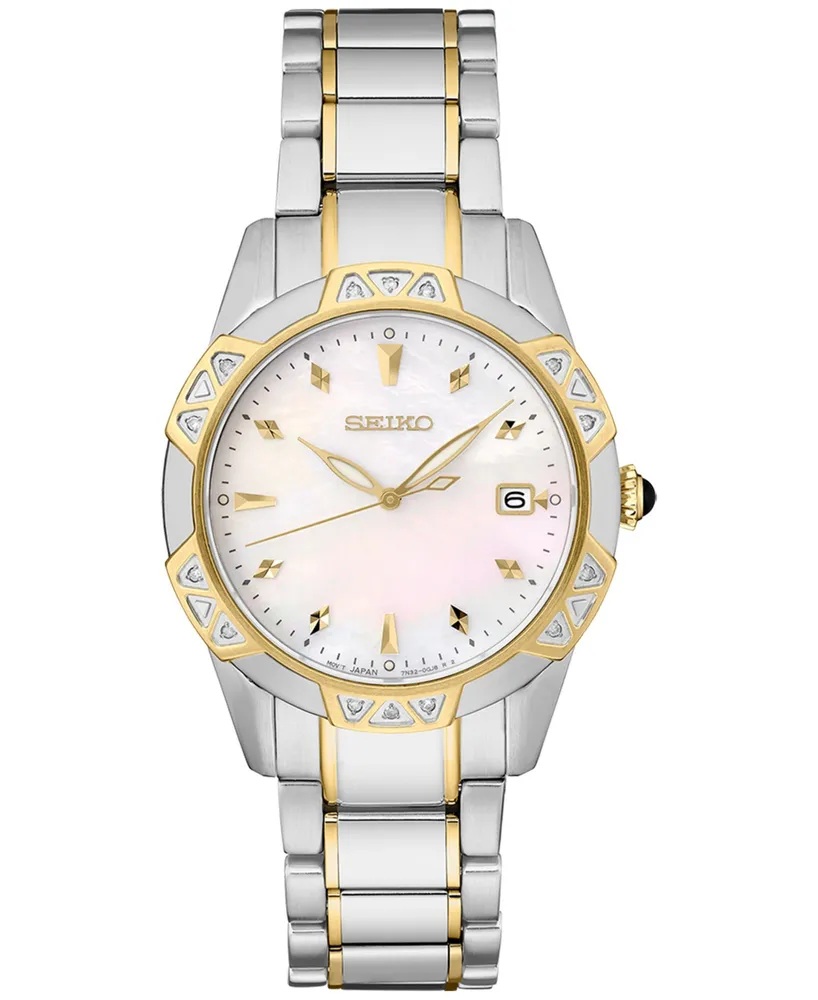 Seiko Women's Diamond (1/6 ct. t.w.) Two Tone Stainless Steel Bracelet Watch 33mm