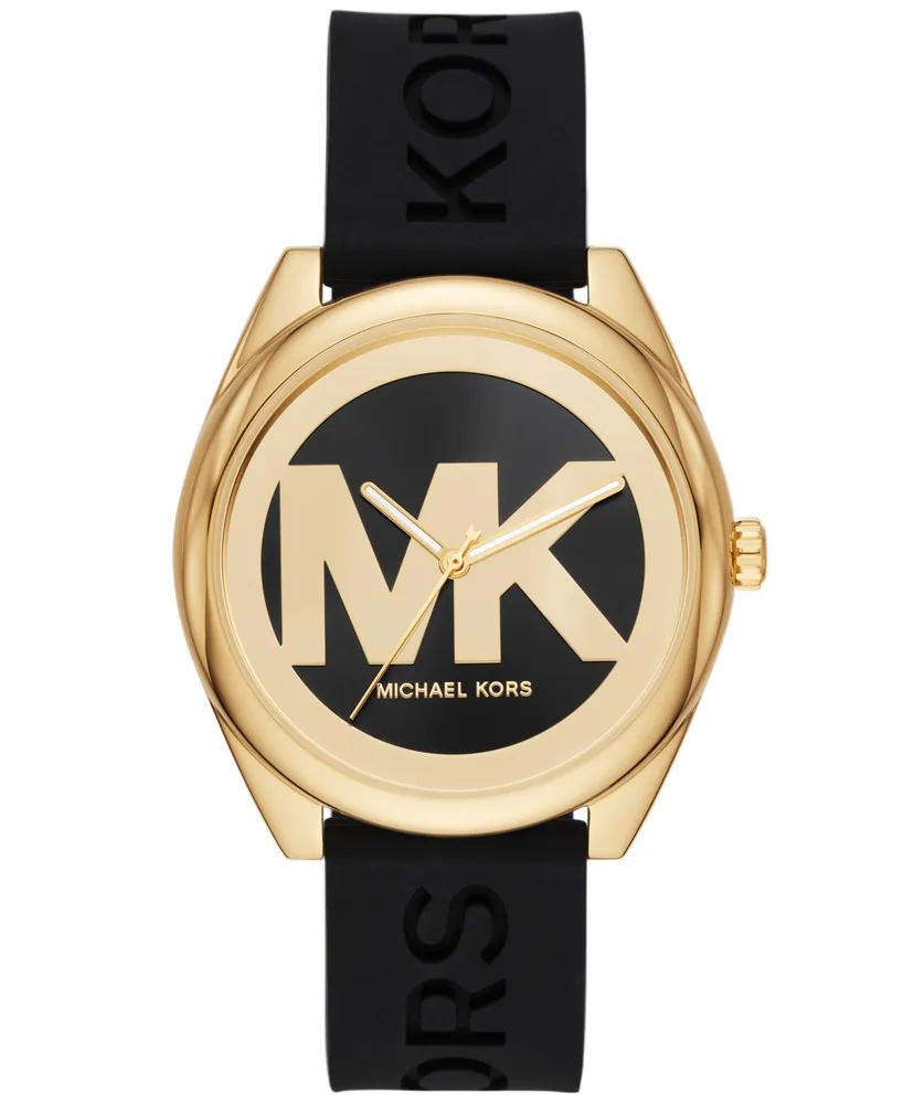 Michael Kors Women's Janelle Black Silicone Strap Watch 42mm