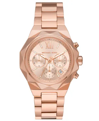 Michael Kors Women's Raquel Chronograph Rose Gold-Tone Stainless Steel Bracelet Watch 41mm - Rose Gold