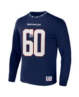 Men's Nfl X Staple Navy Denver Broncos Core Long Sleeve Jersey Style T-shirt