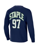 Men's Nfl X Staple Navy Seattle Seahawks Core Long Sleeve Jersey Style T-shirt