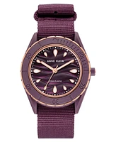 Anne Klein Women's Three-Hand Quartz Purple Oceanwork Plastic Bracelet Watch, 38.5mm - Rose Gold