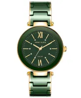 Anne Klein Women's Three-Hand Quartz Considered Green and Gold-Tone Ceramic Bracelet Watch, 33mm