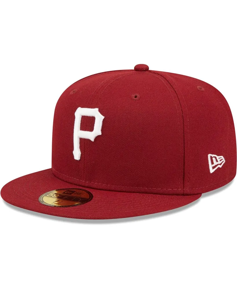 Men's New Era Cardinal Pittsburgh Pirates Logo White 59FIFTY Fitted Hat