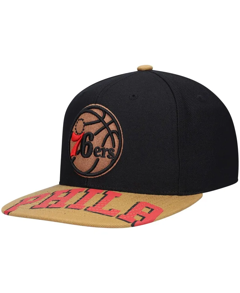 Men's Mitchell & Ness x Lids Black, Tan Philadelphia 76ers Current Reload 3.0 Snapback Hat